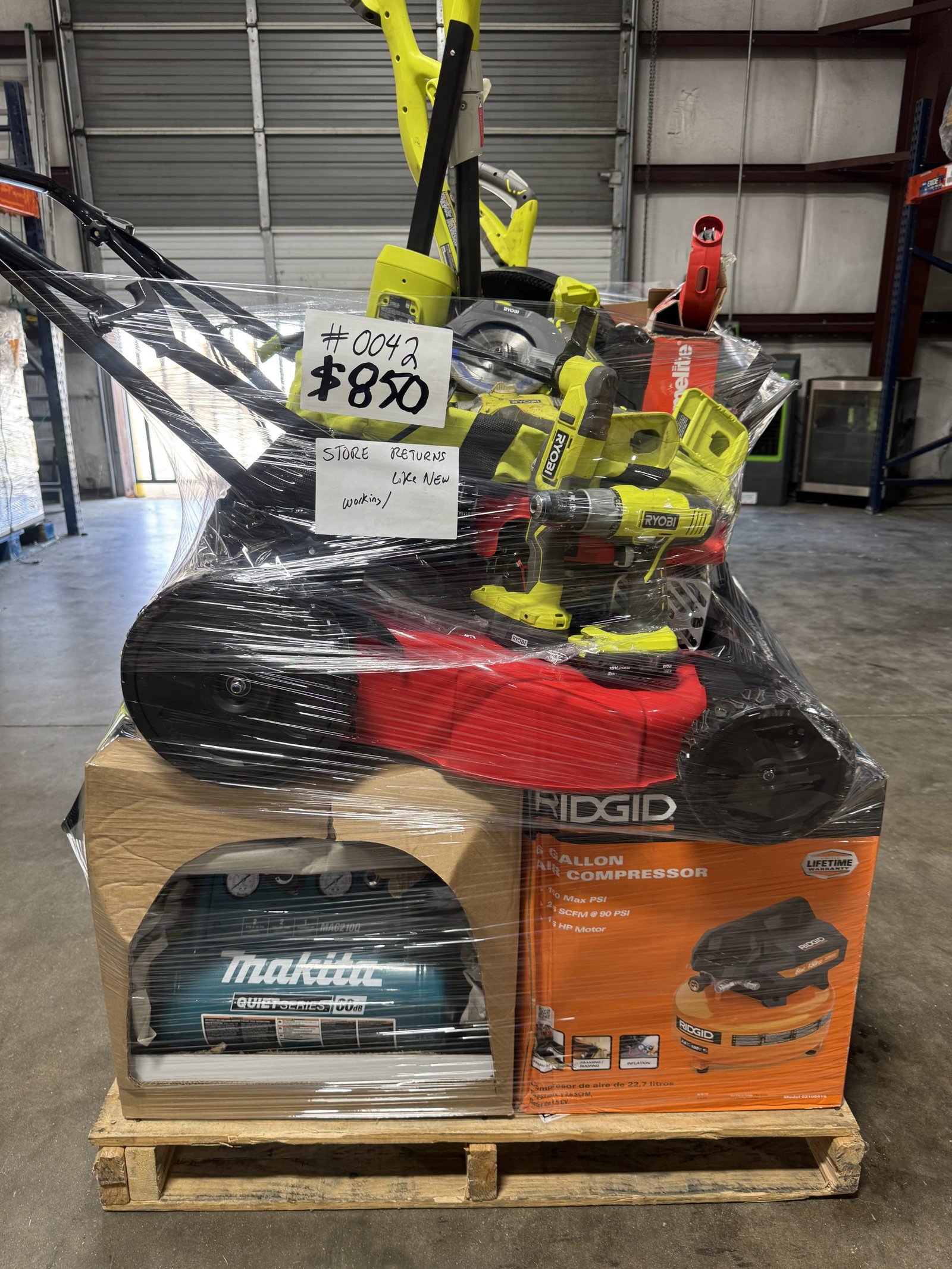 MIXED TOOLS PALLET – LOT ID: 0042 100% Tested and Working (WITH BATTERIES AND CHARGERS)
